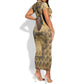 Montu Short Sleeve Bodycon Dress Falcon Head War God Ancient Egyptian Map Feathers and Sun Disk