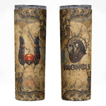 Montu Skinny Tumbler Falcon Head War God Ancient Egyptian Map Feathers and Sun Disk
