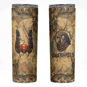 Montu Skinny Tumbler Falcon Head War God Ancient Egyptian Map Feathers and Sun Disk