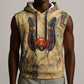 Montu Sleeveless Hoodie Falcon Head War God Ancient Egyptian Map Feathers and Sun Disk