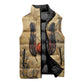 Montu Sleeveless Puffer Jacket Falcon Head War God Ancient Egyptian Map Feathers and Sun Disk