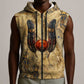 Montu Sleeveless Zip Hoodie Falcon Head War God Ancient Egyptian Map Feathers and Sun Disk