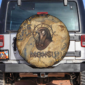 Montu Spare Tire Cover Falcon Head War God Ancient Egyptian Map Feathers and Sun Disk