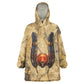 Montu Wearable Blanket Hoodie Falcon Head War God Ancient Egyptian Map Feathers and Sun Disk