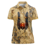 Montu Women Polo Shirt Falcon Head War God Ancient Egyptian Map Feathers and Sun Disk