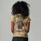 Montu Women V-Neck T-Shirt Falcon Head War God Ancient Egyptian Map Feathers and Sun Disk