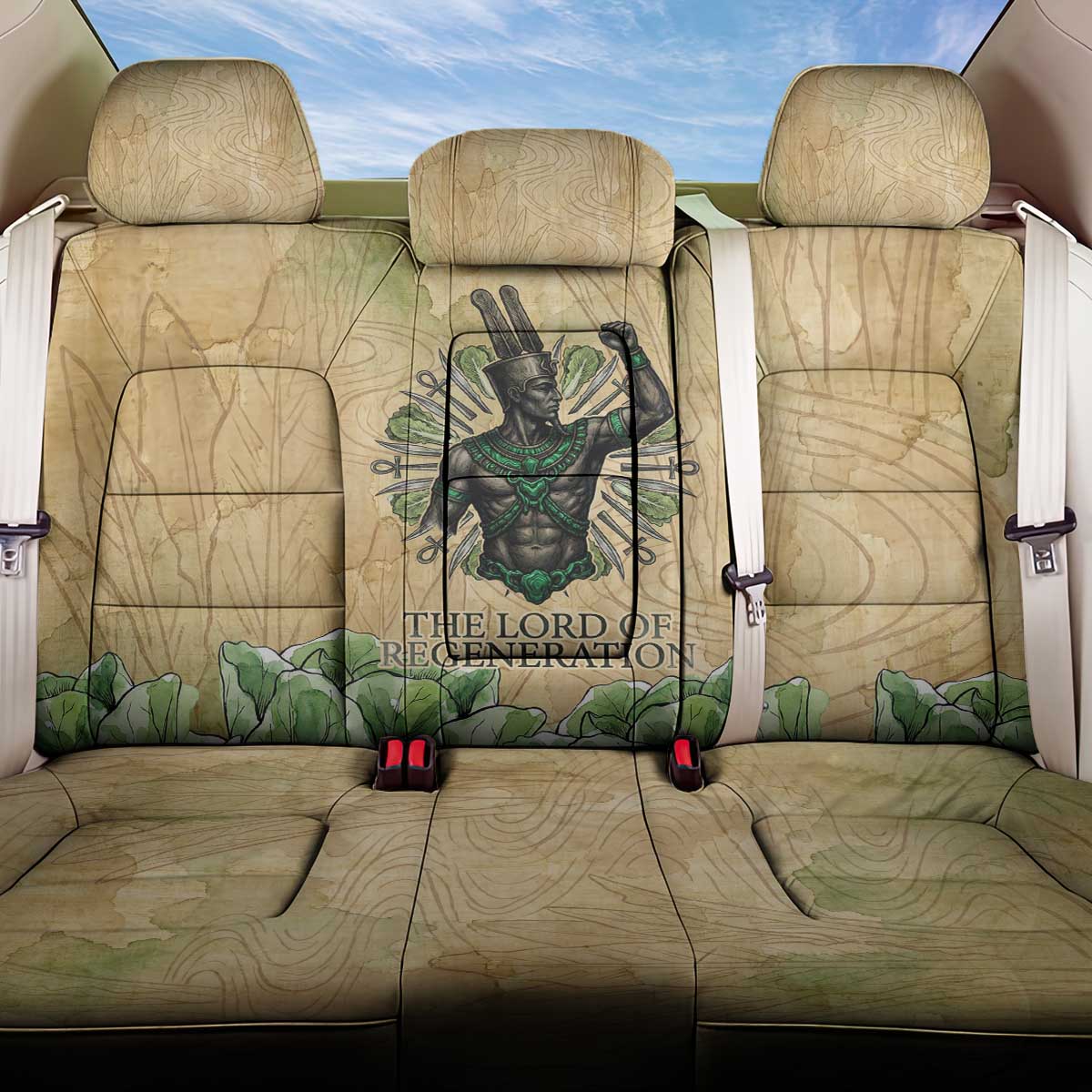 Min Back Car Seat Cover Egyptian God of Fertility Lord of Generation Lettuce Ancient