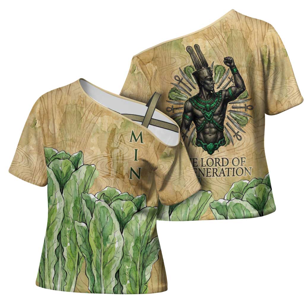 Min Cross Shoulder Shirt Egyptian God of Fertility Lord of Generation Lettuce Ancient