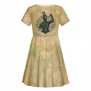 Min Kid Short Sleeve Dress Egyptian God of Fertility Lord of Generation Lettuce Ancient