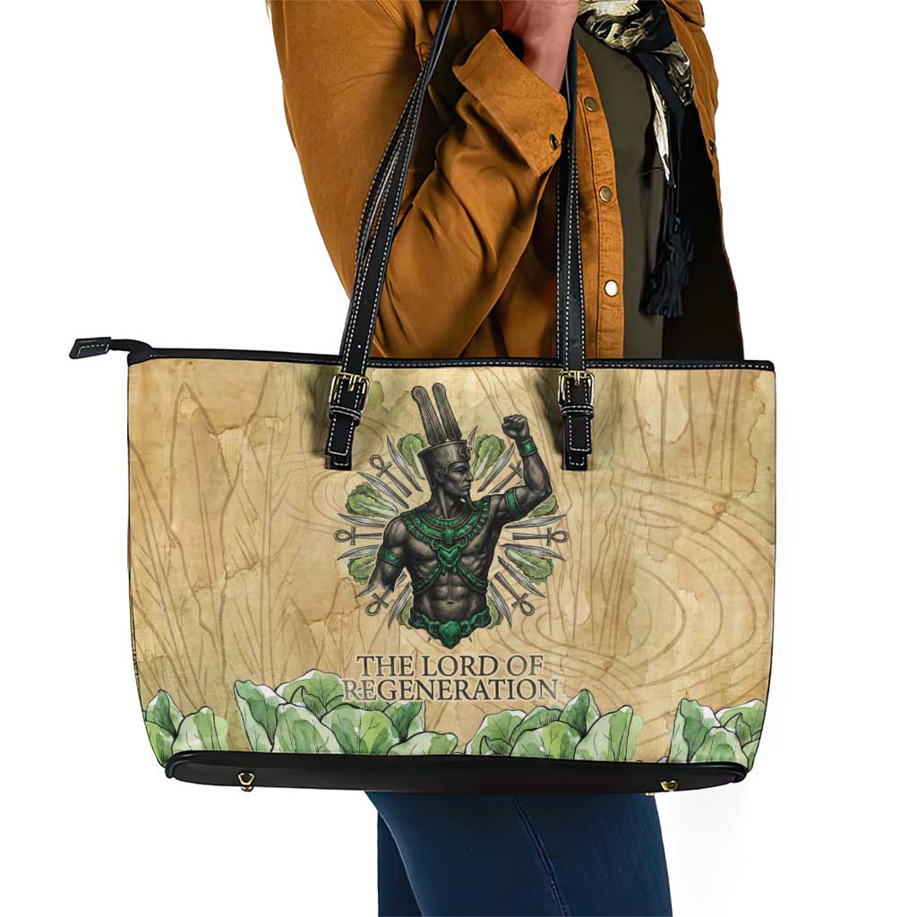 Min Leather Tote Bag Egyptian God of Fertility Lord of Generation Lettuce Ancient