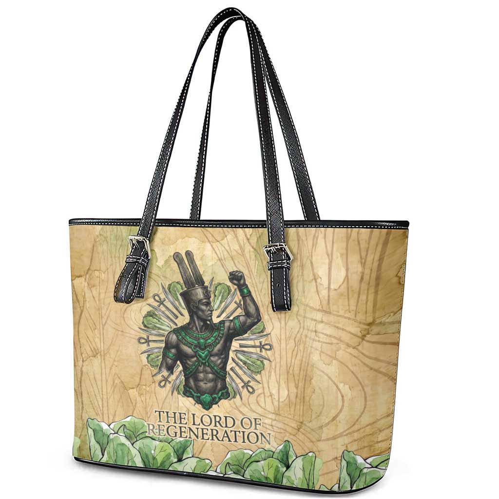Min Leather Tote Bag Egyptian God of Fertility Lord of Generation Lettuce Ancient