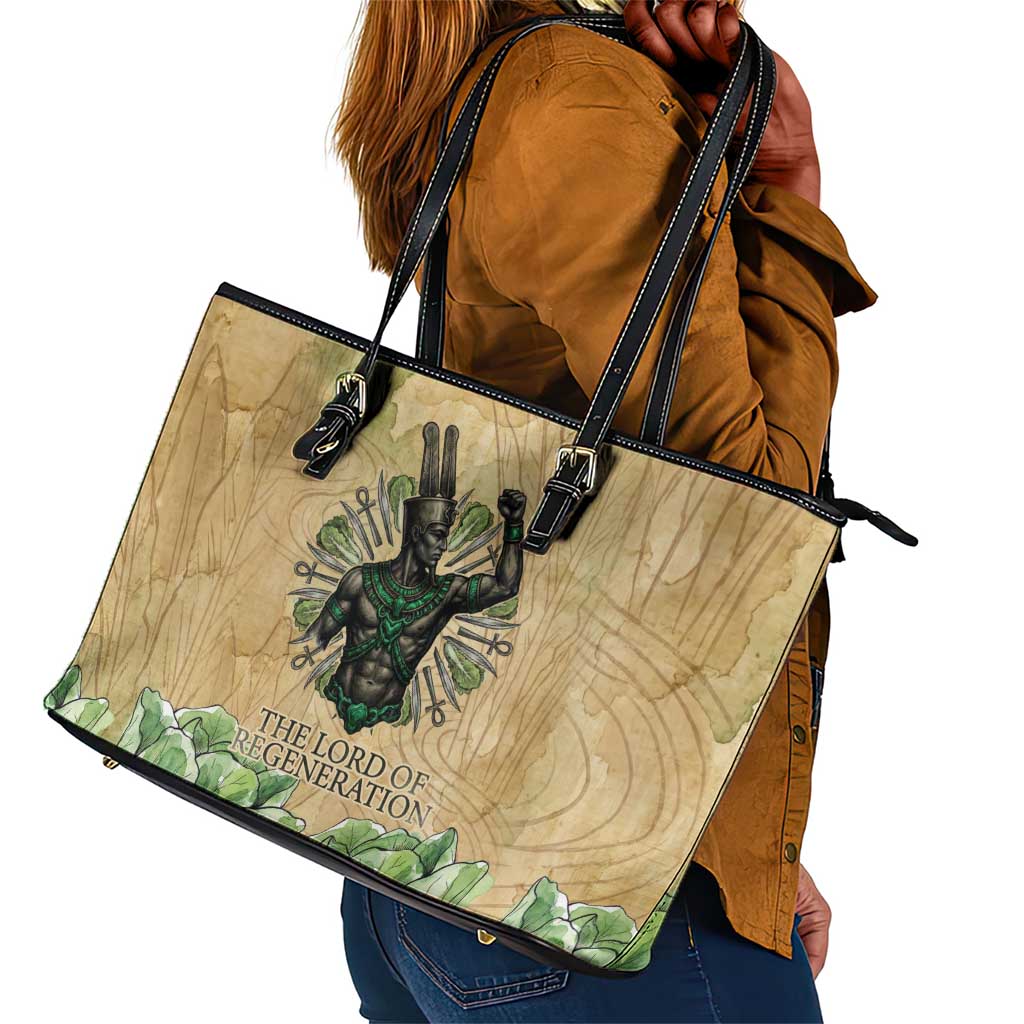 Min Leather Tote Bag Egyptian God of Fertility Lord of Generation Lettuce Ancient