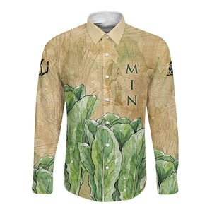 Min Long Sleeve Button Shirt Egyptian God of Fertility Lord of Generation Lettuce Ancient