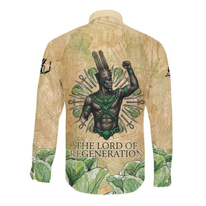 Min Long Sleeve Button Shirt Egyptian God of Fertility Lord of Generation Lettuce Ancient