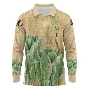 Min Long Sleeve Polo Shirt Egyptian God of Fertility Lord of Generation Lettuce Ancient