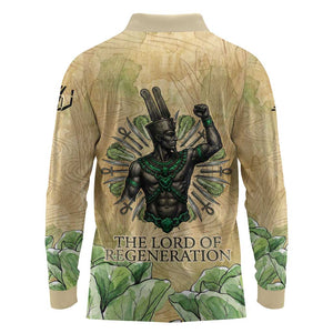Min Long Sleeve Polo Shirt Egyptian God of Fertility Lord of Generation Lettuce Ancient