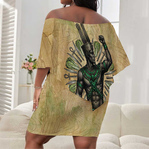 Min Off Shoulder Short Dress Egyptian God of Fertility Lord of Generation Lettuce Ancient