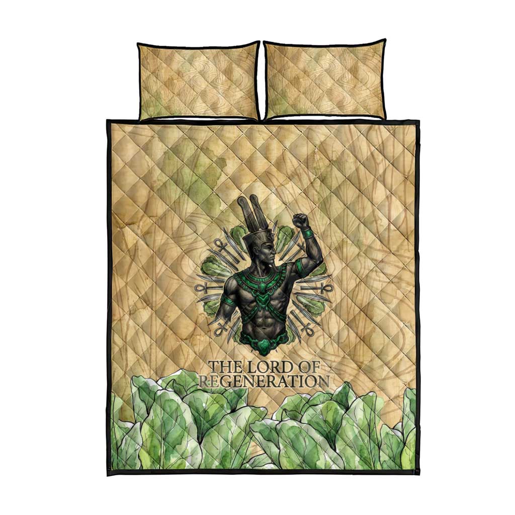 Min Quilt Bed Set Egyptian God of Fertility Lord of Generation Lettuce Ancient