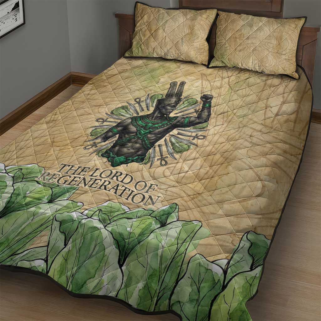 Min Quilt Bed Set Egyptian God of Fertility Lord of Generation Lettuce Ancient