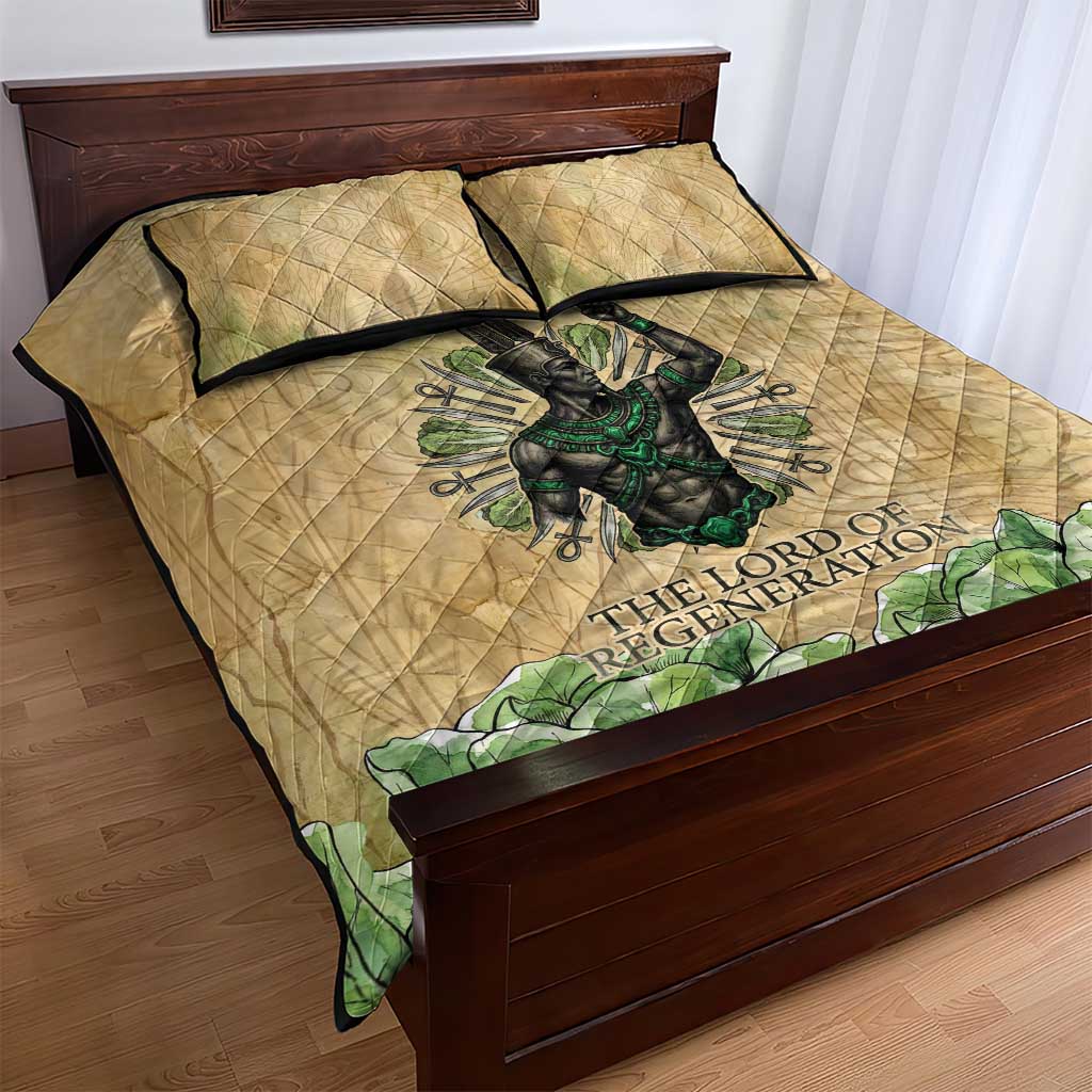 Min Quilt Bed Set Egyptian God of Fertility Lord of Generation Lettuce Ancient