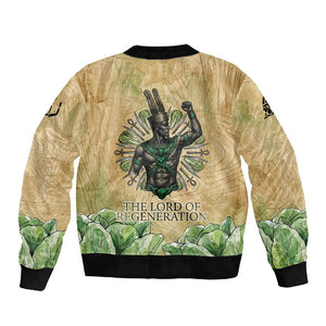 Min Sleeve Zip Bomber Jacket Egyptian God of Fertility Lord of Generation Lettuce Ancient