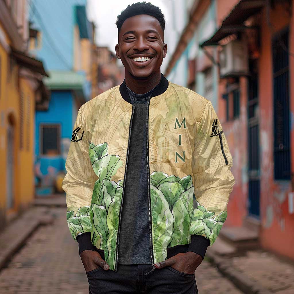 Min Sleeve Zip Bomber Jacket Egyptian God of Fertility Lord of Generation Lettuce Ancient