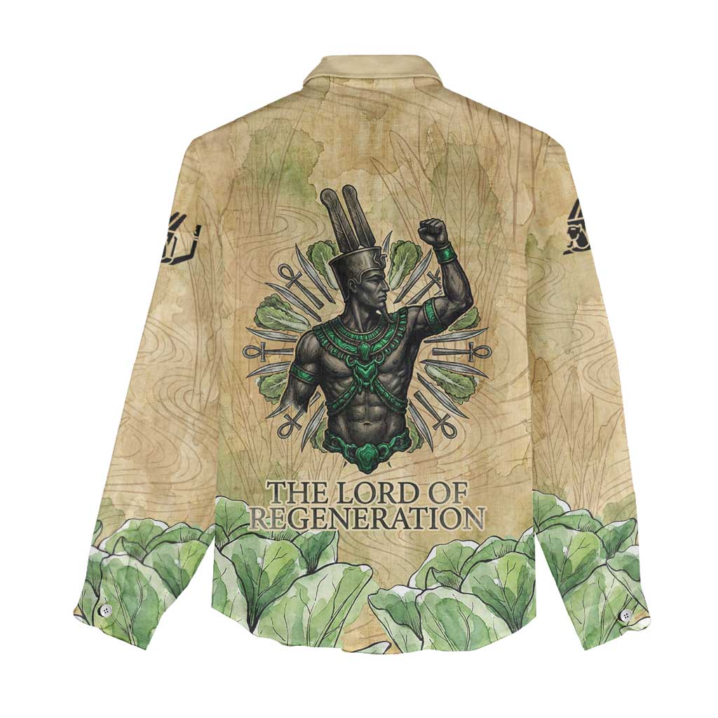 Min Women Casual Shirt Egyptian God of Fertility Lord of Generation Lettuce Ancient