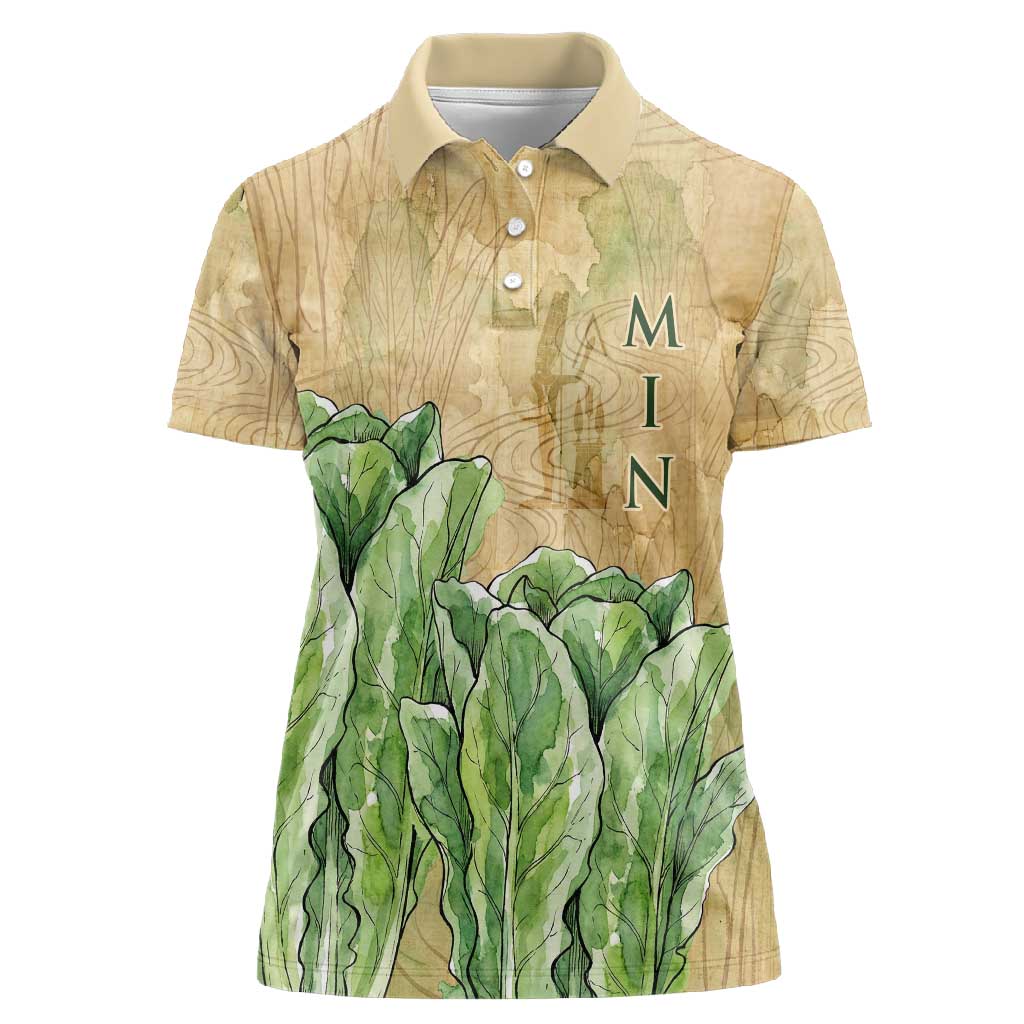 Min Women Polo Shirt Egyptian God of Fertility Lord of Generation Lettuce Ancient