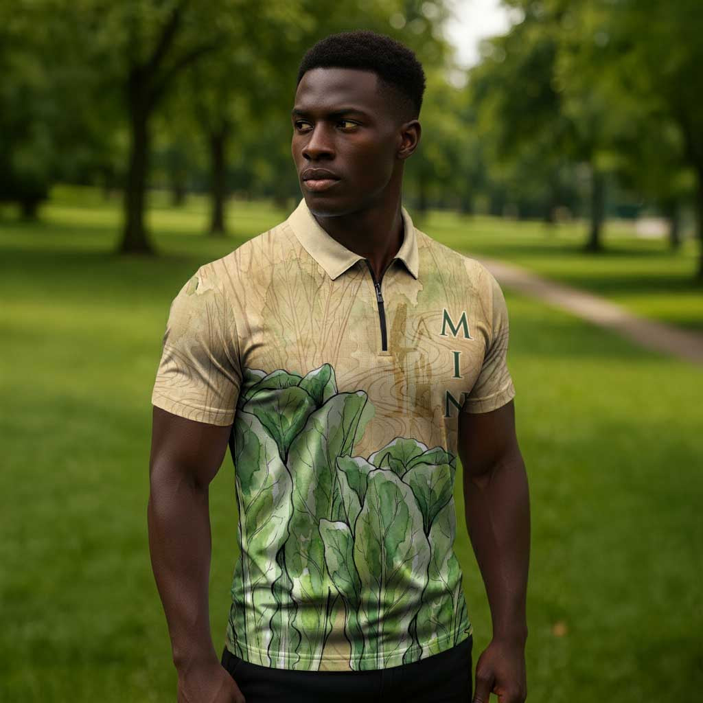 Min Zipper Polo Shirt Egyptian God of Fertility Lord of Generation Lettuce Ancient