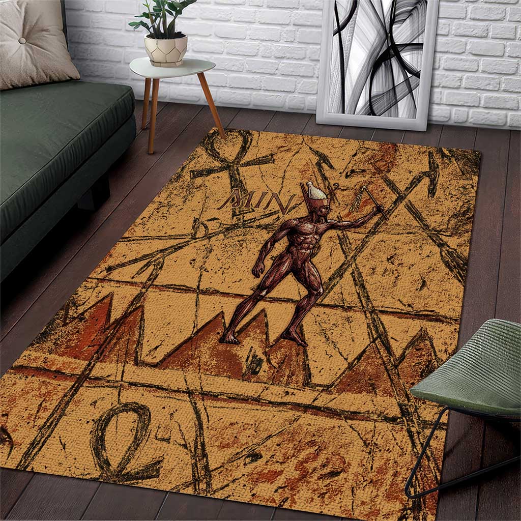 Min Ancient Egyptian Area Rug Fertility Symbol Sandstone Ankh Pyramid ...