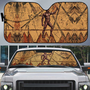 Min Ancient Egyptian Auto Sun Shade Fertility Symbol Sandstone Ankh Pyramid Pattern