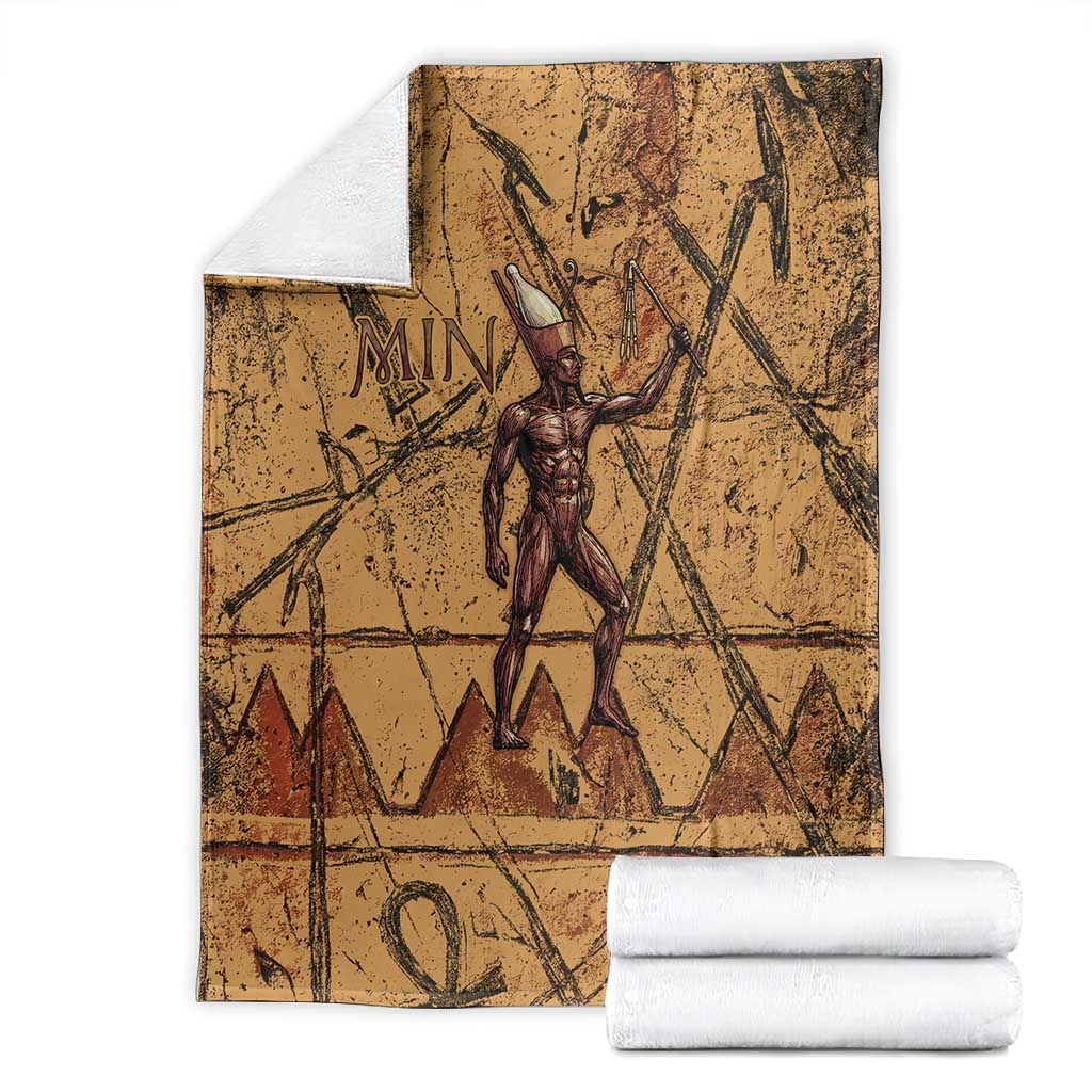 Min Ancient Egyptian Blanket Fertility Symbol Sandstone Ankh Pyramid Pattern