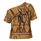 Min Ancient Egyptian Cross Shoulder Shirt Fertility Symbol Sandstone Ankh Pyramid Pattern