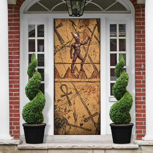 Min Ancient Egyptian Door Cover Fertility Symbol Sandstone Ankh Pyramid Pattern