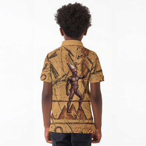 Min Ancient Egyptian Kid Polo Shirt Fertility Symbol Sandstone Ankh Pyramid Pattern