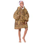 Min Ancient Egyptian Kid Wearable Blanket Hoodie Fertility Symbol Sandstone Ankh Pyramid Pattern