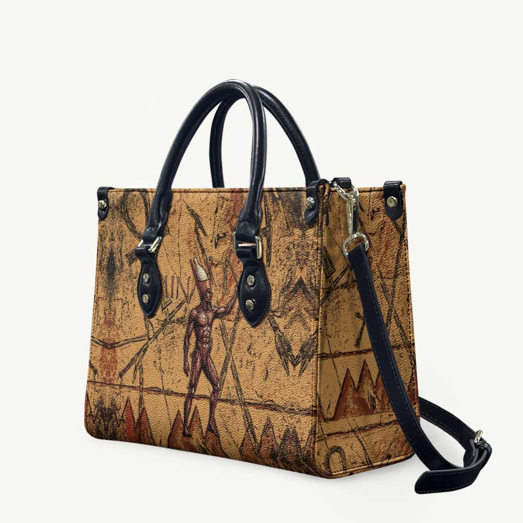 Min Ancient Egyptian Leather Bag Fertility Symbol Sandstone Ankh Pyramid Pattern