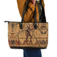 Min Ancient Egyptian Leather Tote Bag Fertility Symbol Sandstone Ankh Pyramid Pattern