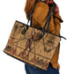 Min Ancient Egyptian Leather Tote Bag Fertility Symbol Sandstone Ankh Pyramid Pattern