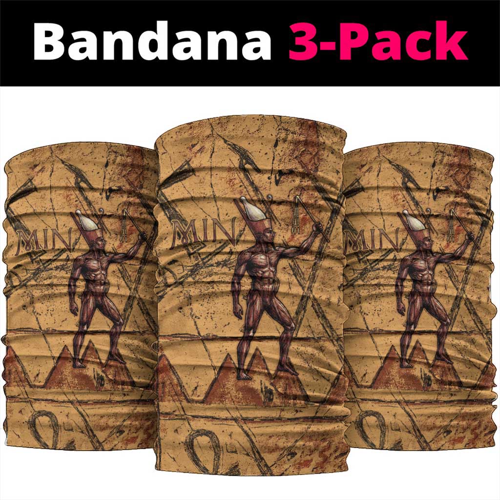 Min Ancient Egyptian Neck Gaiter Fertility Symbol Sandstone Ankh Pyramid Pattern