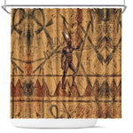 Min Ancient Egyptian Shower Curtain Fertility Symbol Sandstone Ankh Pyramid Pattern