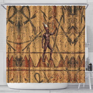 Min Ancient Egyptian Shower Curtain Fertility Symbol Sandstone Ankh Pyramid Pattern