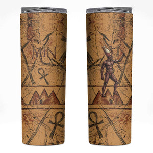 Min Ancient Egyptian Skinny Tumbler Fertility Symbol Sandstone Ankh Pyramid Pattern