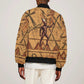 Min Ancient Egyptian Sleeve Zip Bomber Jacket Fertility Symbol Sandstone Ankh Pyramid Pattern