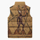 Min Ancient Egyptian Sleeveless Puffer Jacket Fertility Symbol Sandstone Ankh Pyramid Pattern