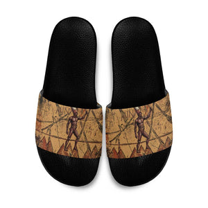 Min Ancient Egyptian Slide Sandals Fertility Symbol Sandstone Ankh Pyramid Pattern