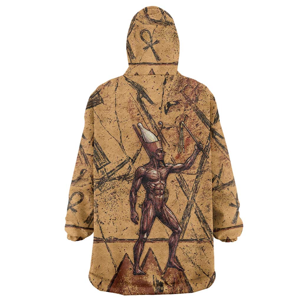 Min Ancient Egyptian Wearable Blanket Hoodie Fertility Symbol Sandstone Ankh Pyramid Pattern