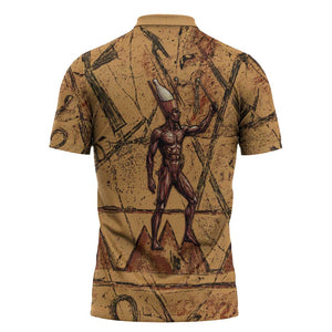Min Ancient Egyptian Zipper Polo Shirt Fertility Symbol Sandstone Ankh Pyramid Pattern