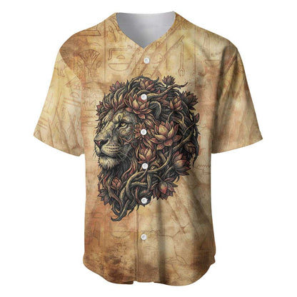 Nefertem Ancient Egyptian Baseball Jersey Lion Head Lotus Flowers Incense Smoke Ancient