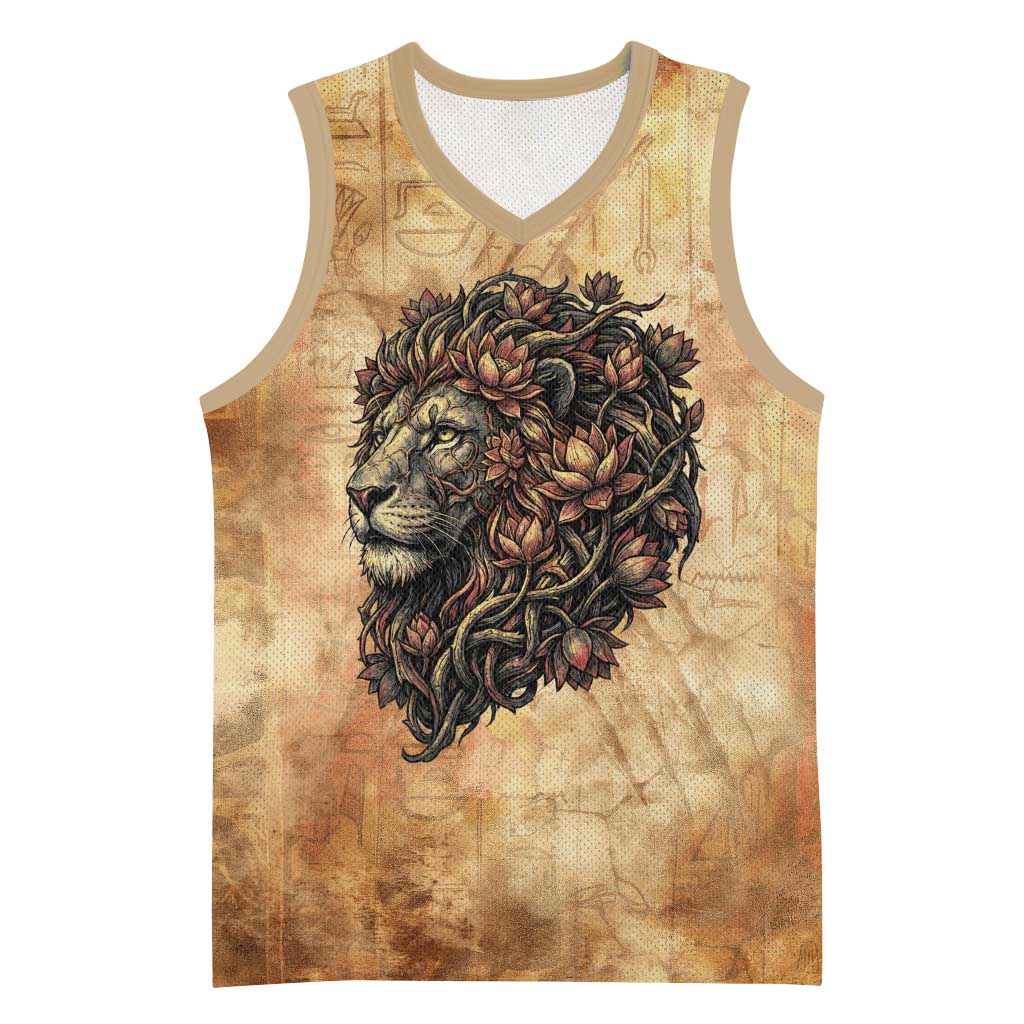 Nefertem Ancient Egyptian Basketball Jersey Lion Head Lotus Flowers Incense Smoke Ancient